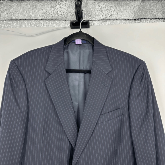Cremieux Loro Piana Mens Blazer 44L Wool Sport Coat Navy Pinstriped Two Buttons - Picture 3 of 14